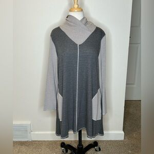 IC By Connie K Gray Artsy Stretch Knit Tunic Top Langenlook Women's XL